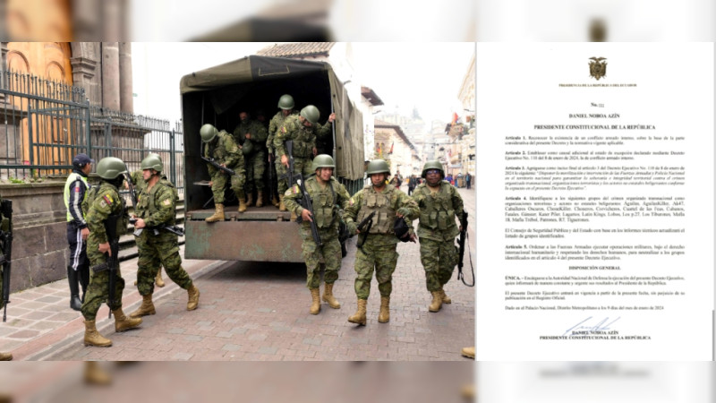 Ecuador declara Conflicto Armado Interno y ordena al EjÃ©rcito â€œneutralizarâ€ cÃ¡rteles para recuperar control del paÃ­s