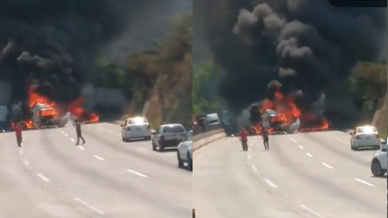 Choque de tres trÃ¡ilers provoca incendio en carreta MÃ©xico-QuerÃ©taro