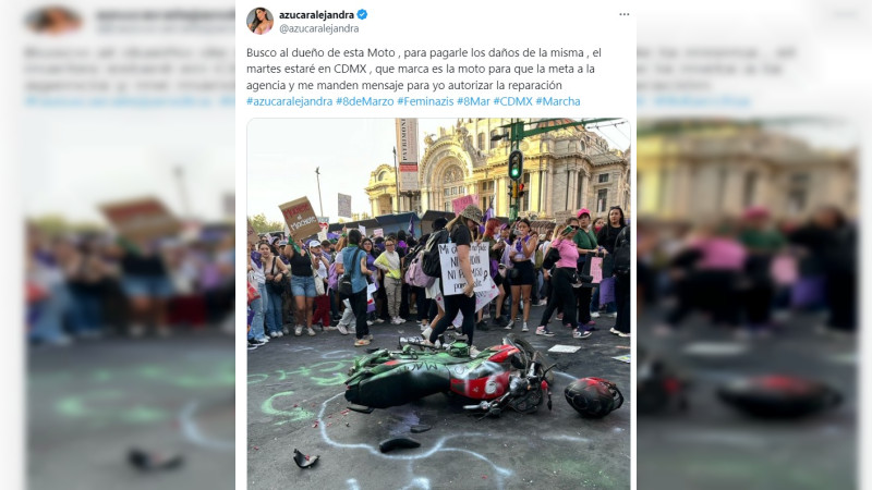 Tiktoker ofrece reparar moto de hombre que agrediÃ³ a mujeres en marcha del 8M en CDMX