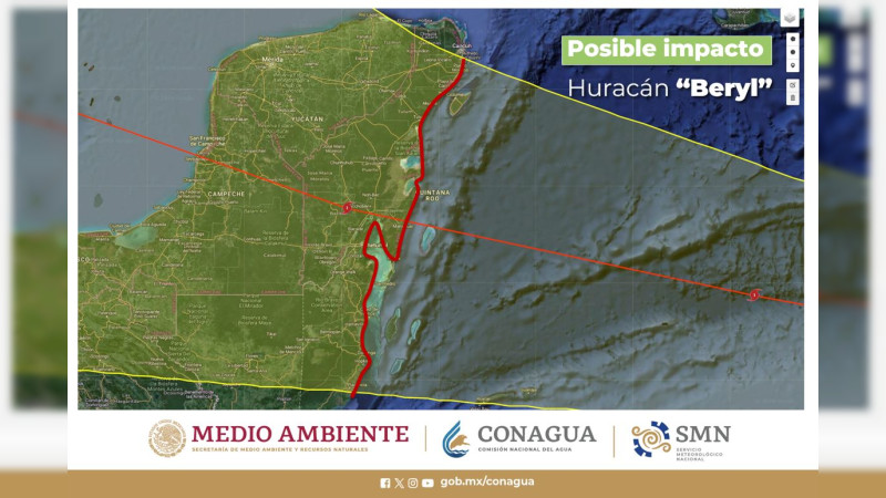Beryl tocarÃ¡ tierra en CancÃºn el prÃ³ximo jueves