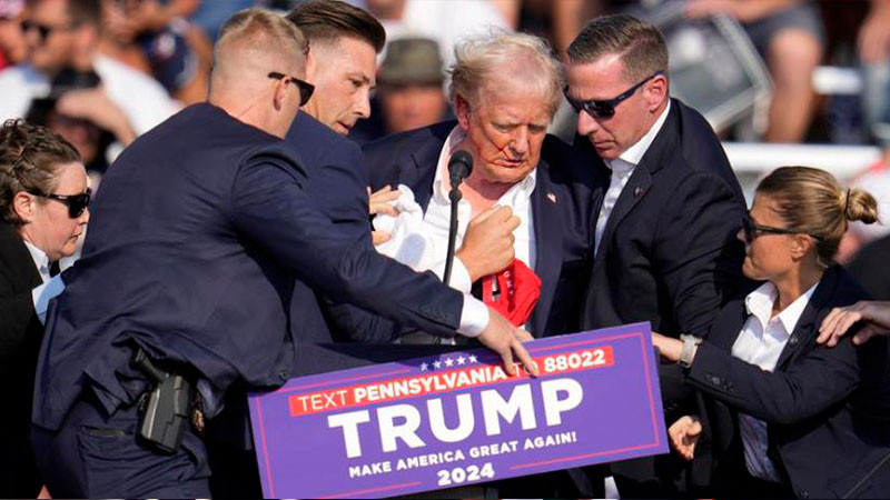 Reportan atentado contra Donald Trump durante mitin, en Pensilvania