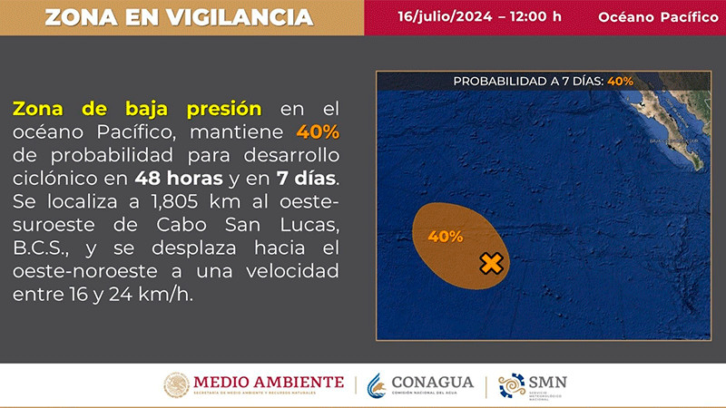 Centro Nacional de Huracanes advierte sobre la formaciÃ³n de ciclÃ³n tropical cerca de Cabo San Lucas