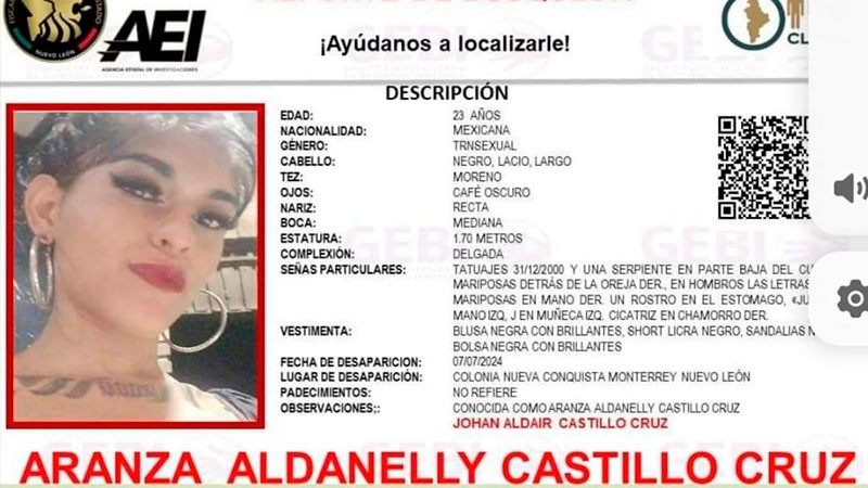 Colectivos exigen bÃºsqueda de joven trans desaparecida en Monterrey