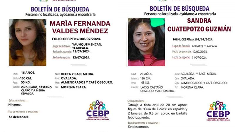 Desaparecen tres mujeres y una niÃ±a en Tlaxcala