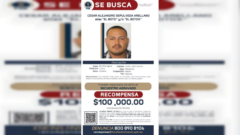 Va FiscalÃ­a de MichoacÃ¡n por El Botox; ofrece 100 mil de recompensa por presunto lÃ­der extorsionador de limoneros