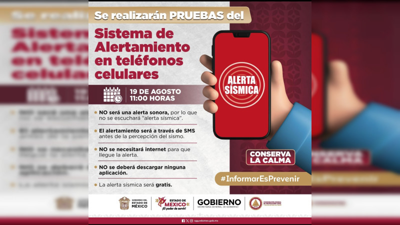 Este lunes, prueba de alertamiento de sismo vÃ­a celular en la CDMX y Edomex; no sonarÃ¡ Alerta SÃ­smica