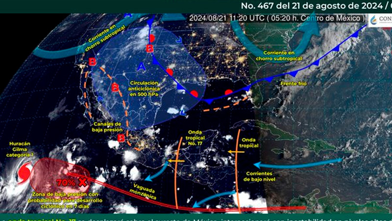 PrevÃ©n lluvias puntuales intensas en cinco estados del este y sureste del paÃ­s