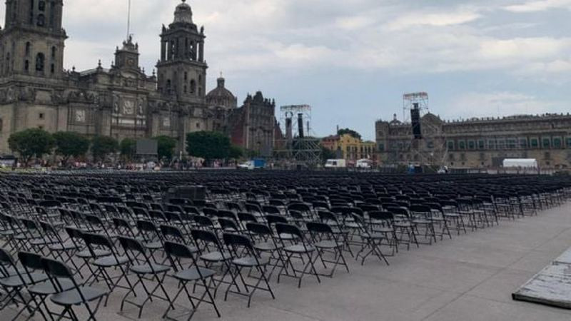 Arrancan preparativos en el ZÃ³calo para el Ãºltimo informe de Gobierno de AMLO