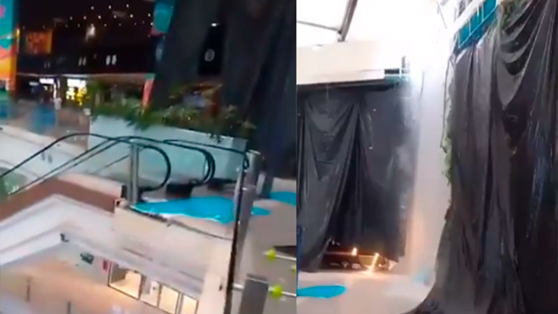 Por lluvias, cae techo en plaza comercial en San Pedro, Nuevo LeÃ³n