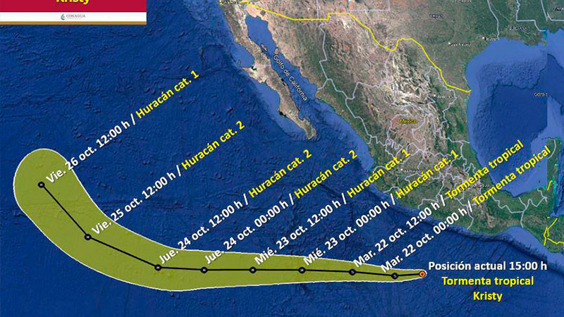 Alertan por tormenta tropical Kristy; provocarÃ¡ lluvias en Guerrero y MichoacÃ¡n