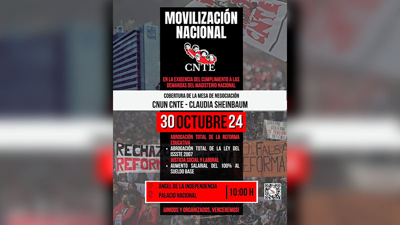 HabrÃ¡ movilizaciÃ³n nacional de la CNTE este miÃ©rcoles