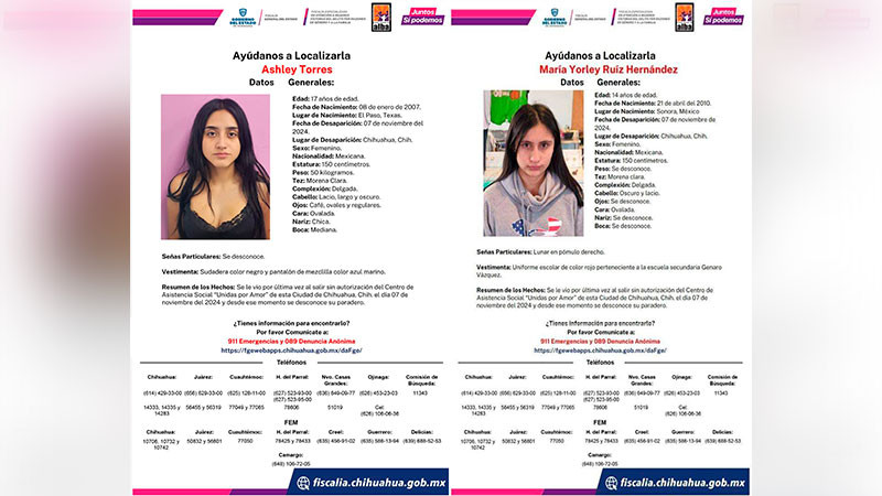 Escapan dos adolescentes de albergue del DIF en Chihuahua; emiten alerta de bÃºsqueda