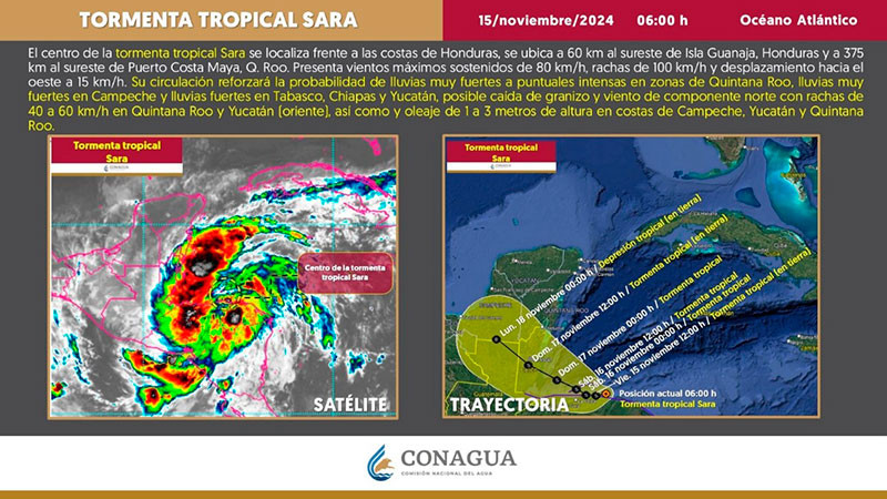 ProtecciÃ³n Civil llama a poblaciÃ³n del sureste a prevenirse antes lluvias de la tormenta tropical Sara