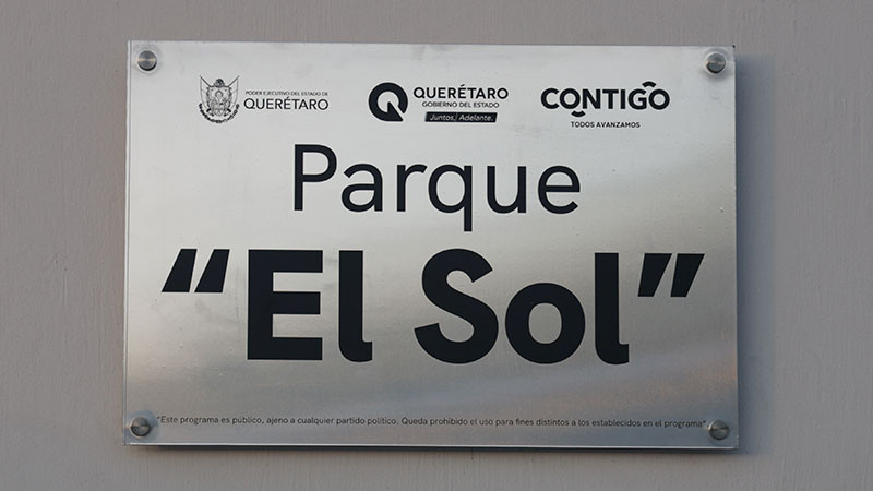 Entregan rehabilitaciÃ³n del parque El Sol, en QuerÃ©taro