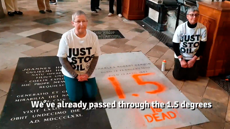 Activistas climÃ¡ticos vandalizan tumba de Charles Darwin