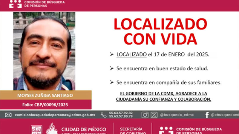 Localizan con vida al fotoperiodista MoysÃ©s ZÃºÃ±iga, desaparecido en CDMX