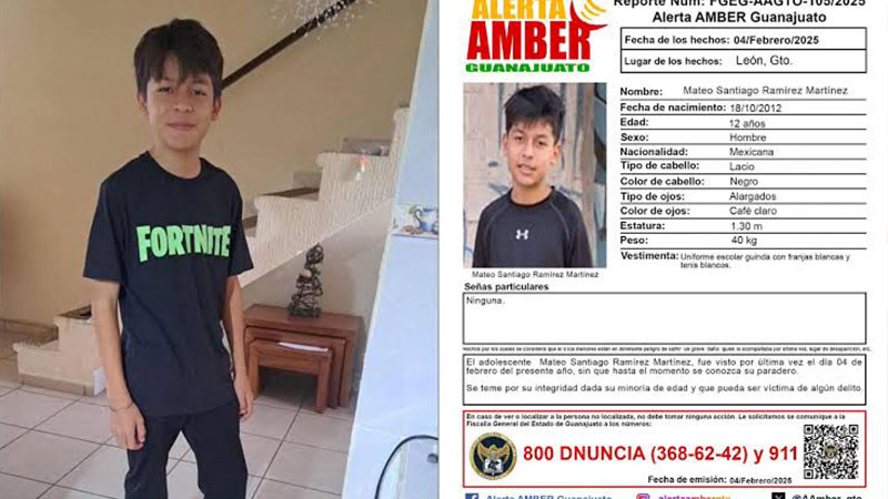 Tras tres dÃ­as de bÃºsqueda, localizan al menor Mateo reportado como desaparecido en Guanajuato