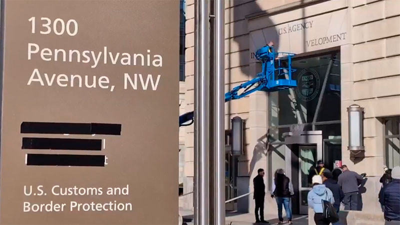 Borran seÃ±alizaciÃ³n de USAID en el edificio Ronald ReaganÂ 