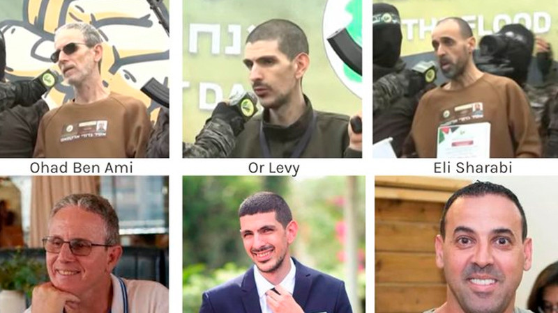 Israel recibe a tres rehenes y libera a 183 presos palestinos en quinto canje del alto al fuego