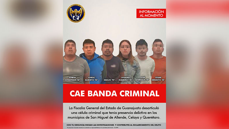 Desmantelan cÃ©lula criminal con operaciones en San Miguel de Allende, Celaya y QuerÃ©taro