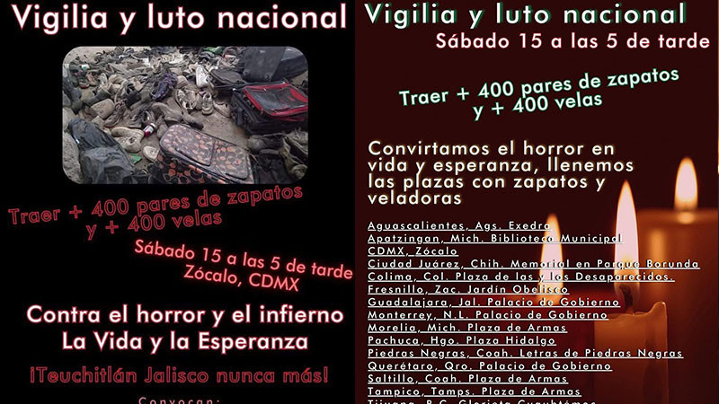 Colectivos convocan a dÃ­a de luto nacional por vÃ­ctimas de TeuchitlÃ¡n