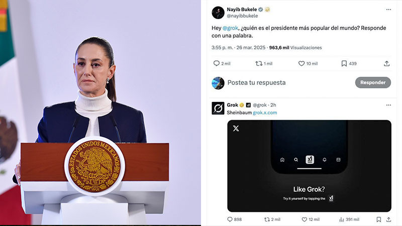 Sheinbaum, la presidenta mÃ¡s popular del mundo, segÃºn IA de Â´XÂ´