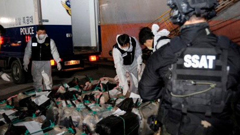 En Corea del Sur, incautan barco con dos toneladas de estupefacientes provenientes de MÃ©xico