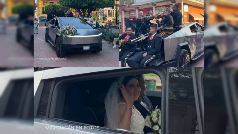 Â¡Cosas que solo pasan en MichoacÃ¡n! Boda en Chavinda sorprende a todos con una Tesla Cybertruck y mariachi