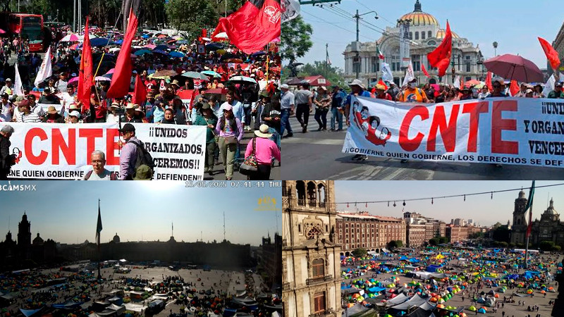 CNTE realiza mega marcha e instala plantón en el Zócalo en el Día del Maestro