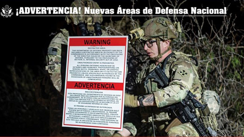 EU designa zonas de su frontera con México como áreas de defensa nacional