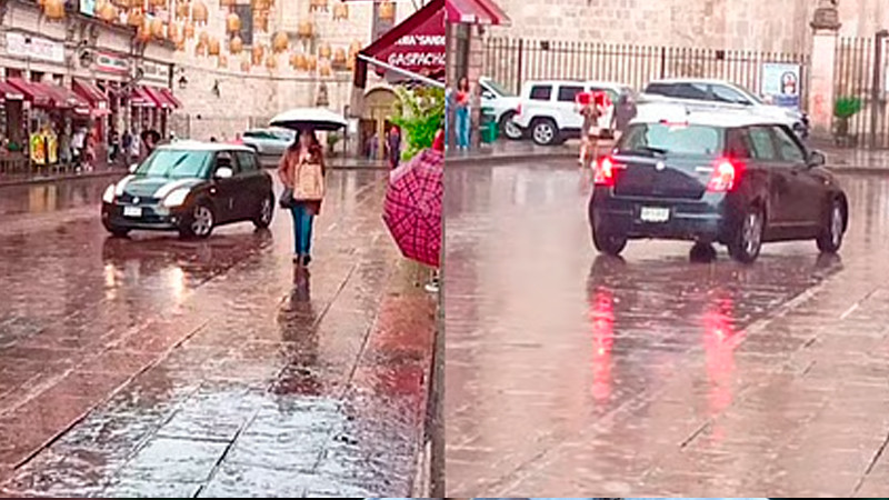 Automovilista se mete a la Cerrada de San Agustín, en Morelia, Michoacán; fue peatonalizada en los 70´s