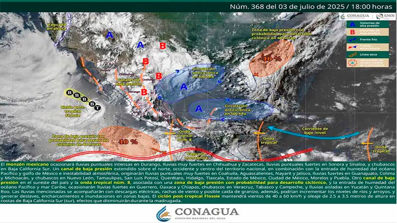 Podría llegar este fin de semana el ciclón tropical “Gil”