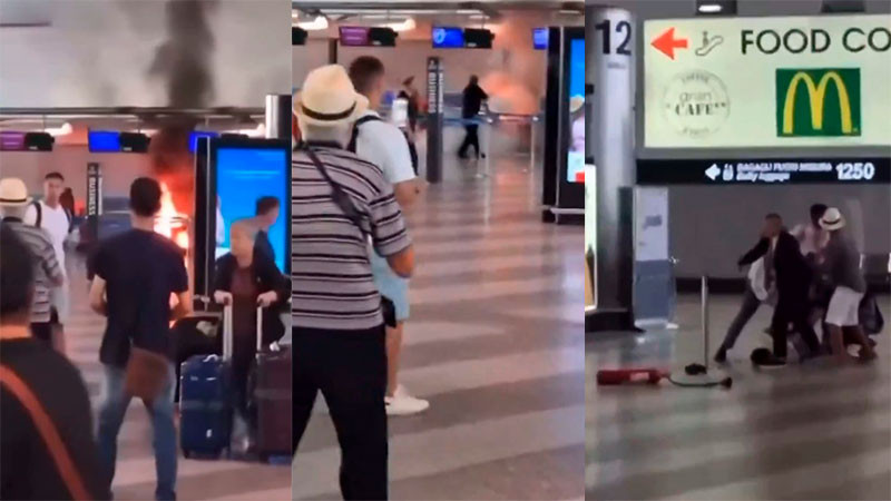 Detienen a hombre por ocasionar incendio en el aeropuerto de Milán, Italia
