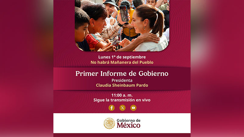 Informa Claudia Sheinbaum que no habrá Mañanera del Pueblo mañana por su Primer Informe de Gobierno