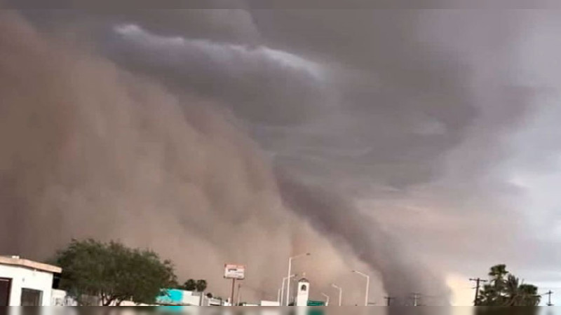 Fuerte tormenta de arena y lluvias afectan a Caborca, Sonora