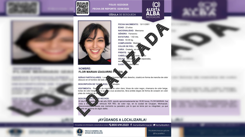 Localizan en Morelia a la “influencer” Marian Izaguirre, tras cinco días de intensa búsqueda por todo Michoacán 