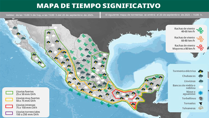 Lluvias afectarán varias regiones este viernes: SMN