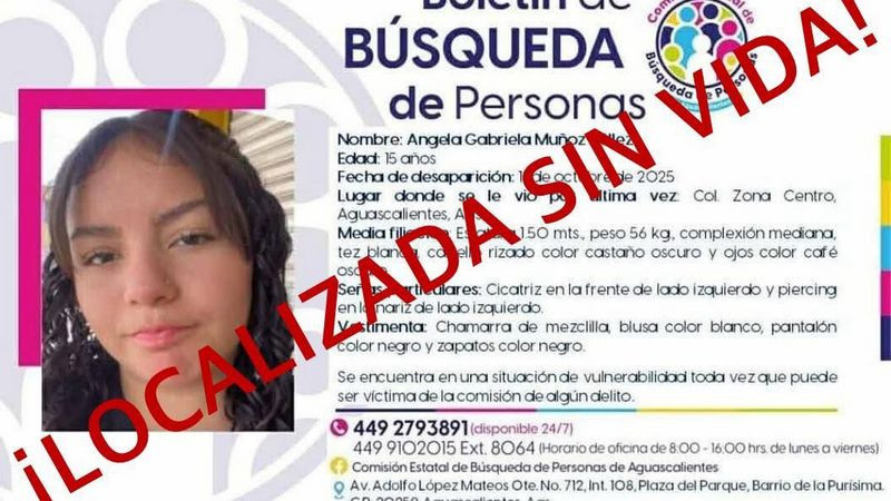 Menor despaarecida en Aguascalientes, fue localizada sin vida en Tequisquiapan, Querétaro