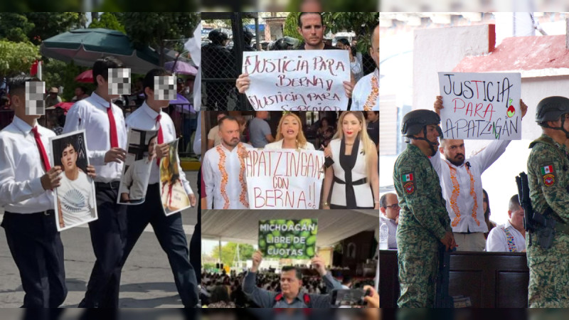 Entre protestas, ausencias, blindaje policial y excluyendo a ciudadanos, se lleva a cabo sesión solemne del Congreso en Apatzingán, Michoacán, tras asesinato de líder limonero