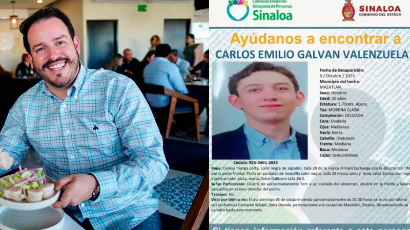 Renuncia secretario de Economía de Sinaloa, tras desaparición de joven en bar de su propiedad