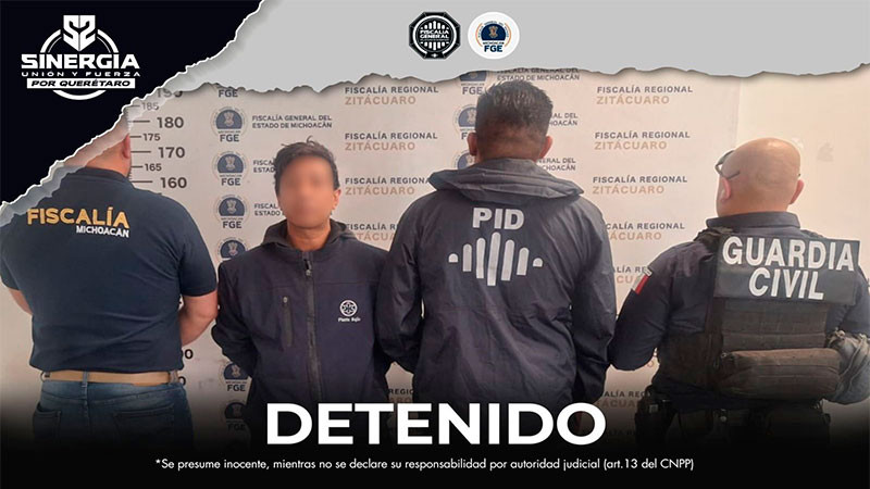 Se cumplimenta orden de aprehensión en Michoacán por el delito violencia de género en San Juan del Río