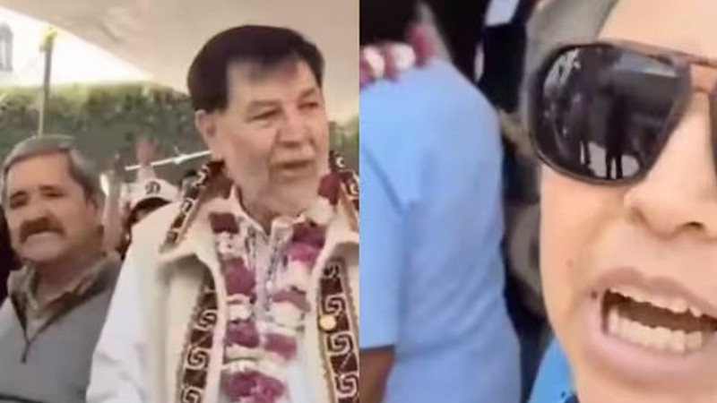Madre buscadora encara a Fernández Noroña durante mitin en el EdoMex