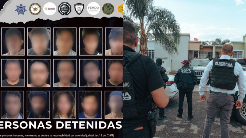 Operativo simultáneo en Querétaro deja 20 detenidos; aseguran armas, explosivo y equipo para extracción de hidrocarburos